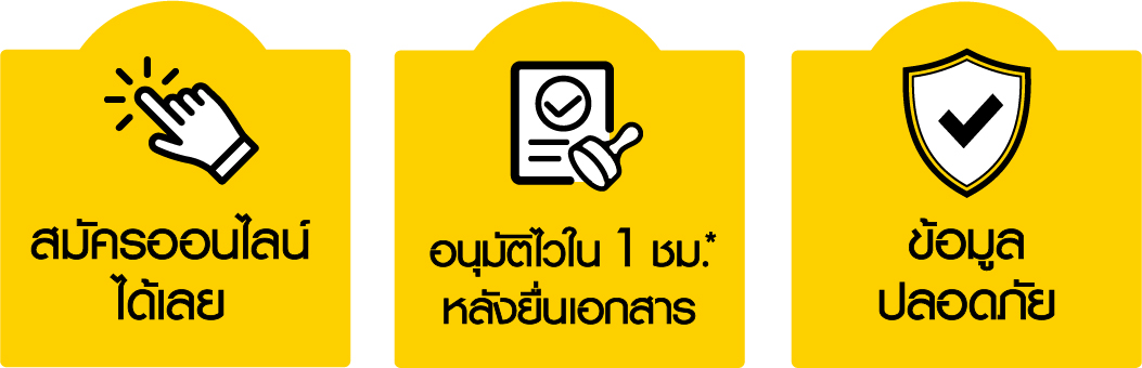 สมัครออนไลน์ ได้เลย/อนุมัติไวใน 1 ชม. หลังยื่นเอกสาร/ข้อมูล ปลอดภัย